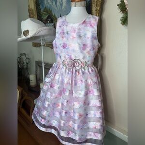 Bonnie Jean Pink and Purple Sleeveless A-Line Rosettes Sundress NWT 99.00